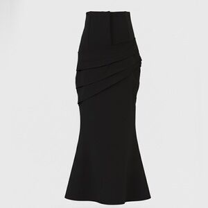 Elegant High Waisted Corset Pleated Maxi Skirt